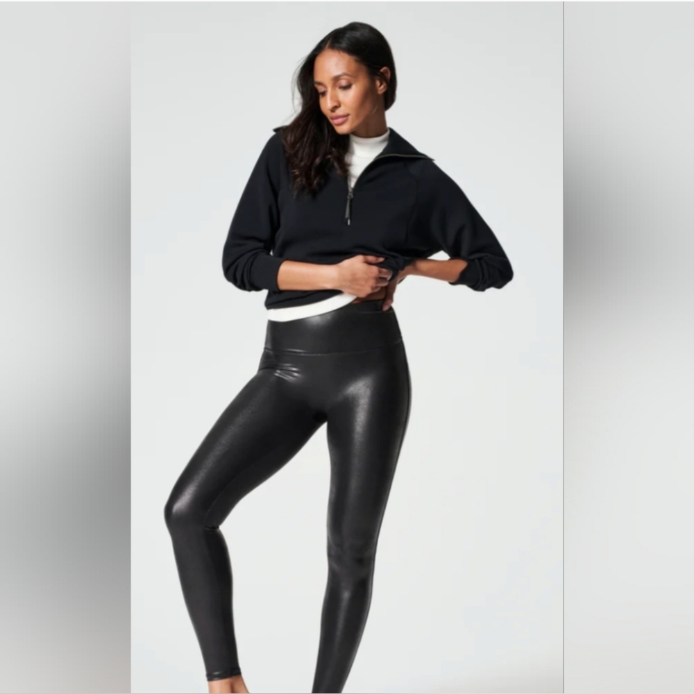 SPANX Shiny Black High-Waist Leggings